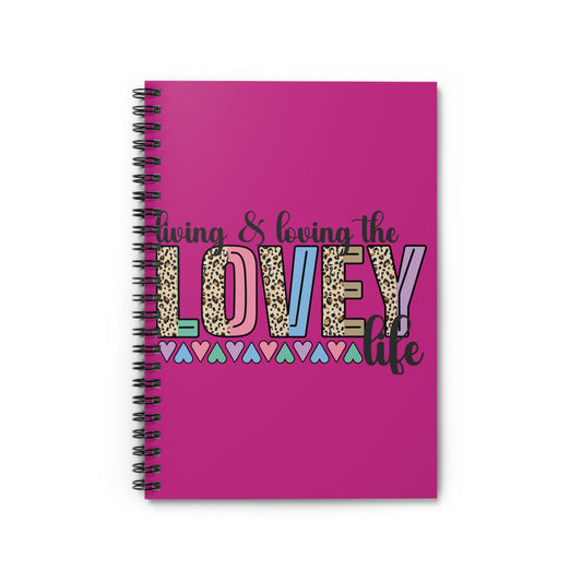 Lovely Life Spiral Notebook — Ruled Pink Journal with Bold Leopard & Heart Design