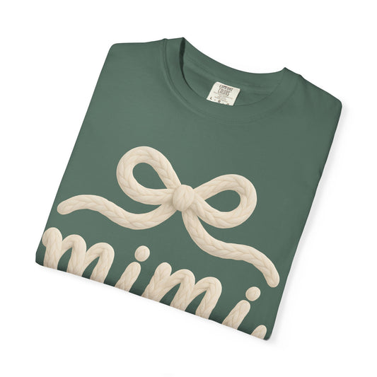 Mimi Bow Script T-Shirt — Soft Cream Knit Lettering Gift Tee
