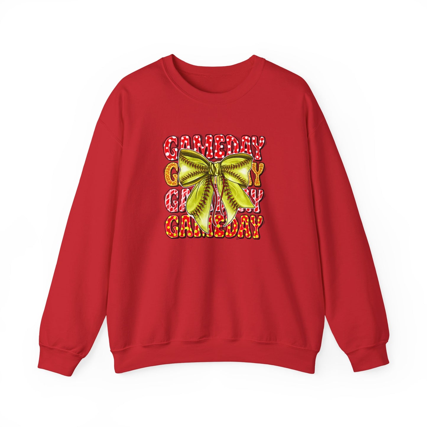 Crewneck Sweatshirt — Candy Cane Bow Graphic Holiday Pullover