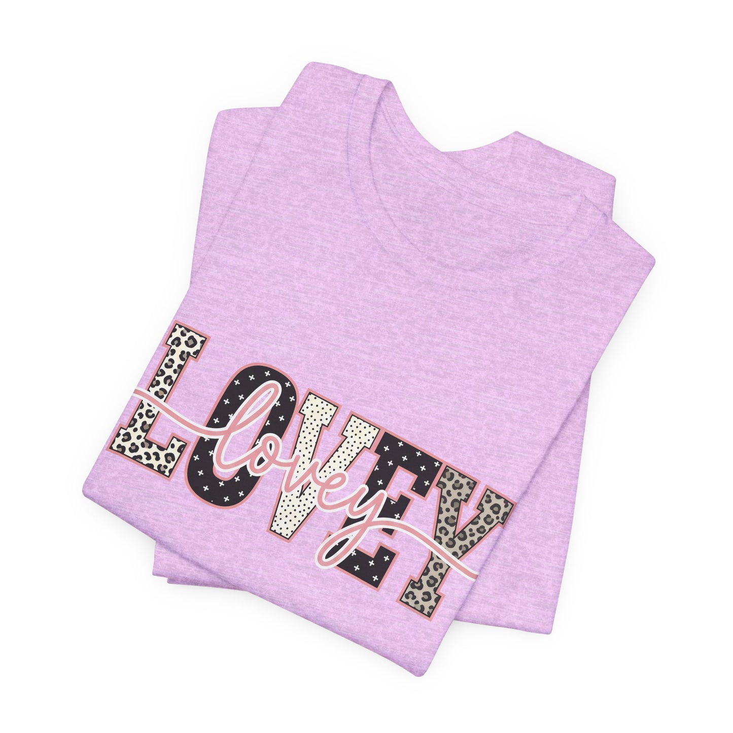 Lovey Mom T-Shirt — 'Lovely' Script Over 'MOM' Leopard Print Tee