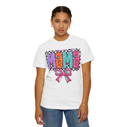 Mama Graphic T-Shirt — Colorful Retro Bow Design- COMFORT COLORS
