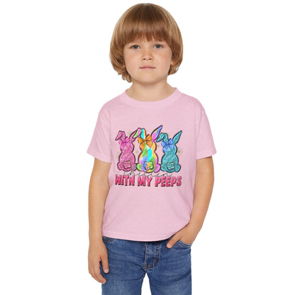 Toddler T-Shirt "With My Peeps" Colorful Easter Bunny Crew
