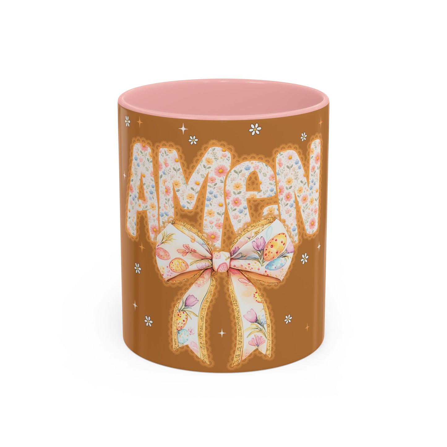 Accent Mug — 'Amen' Floral Bow Coffee Mug (11/15oz) — Faith-Inspired Gift