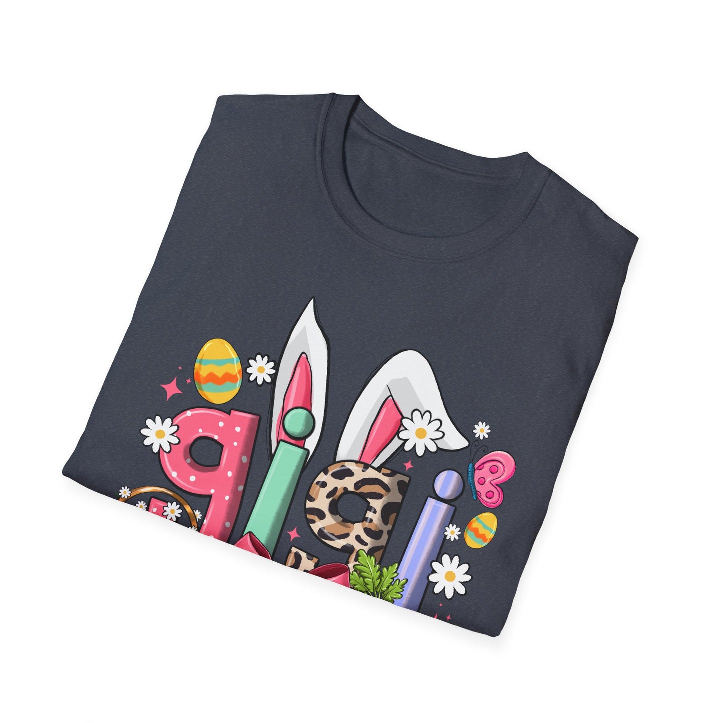 Easter Girl Bunny Tee – Floral Eggs, Carrot & Pink Bow Graphic T-Shirt