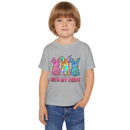 Toddler T-Shirt "With My Peeps" Colorful Easter Bunny Crew