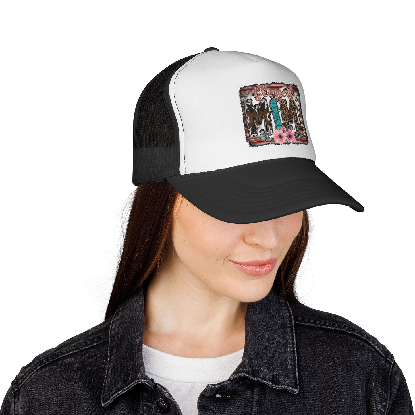 Cowgirl Trio Trucker Cap — Western Floral Graphic Mesh Hat
