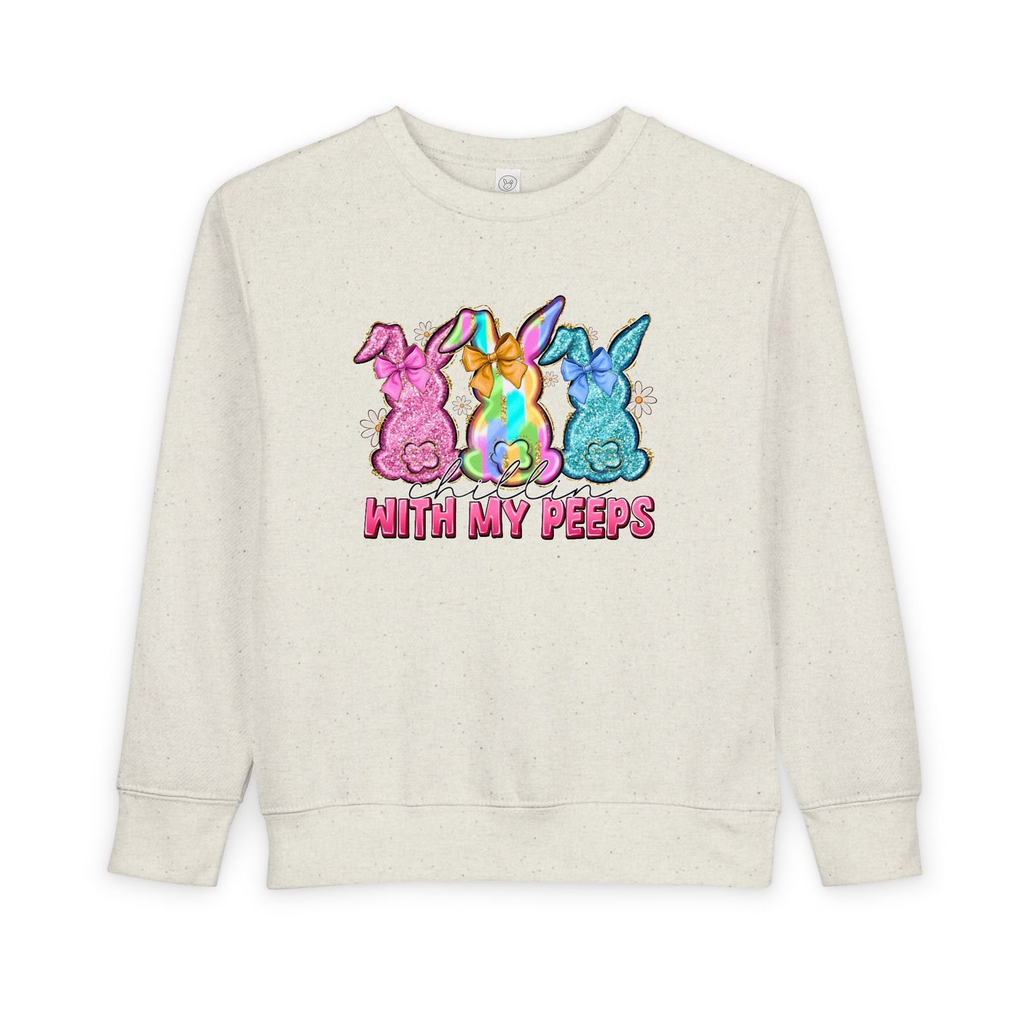 Toddler Sweatshirt - "With My Peeps" Colorful Easter Bunny Crewneck