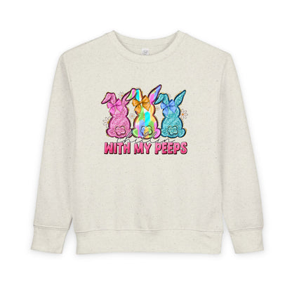 Toddler Sweatshirt - "With My Peeps" Colorful Easter Bunny Crewneck