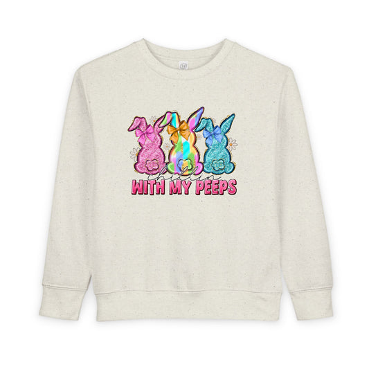 Toddler Sweatshirt - "With My Peeps" Colorful Easter Bunny Crewneck