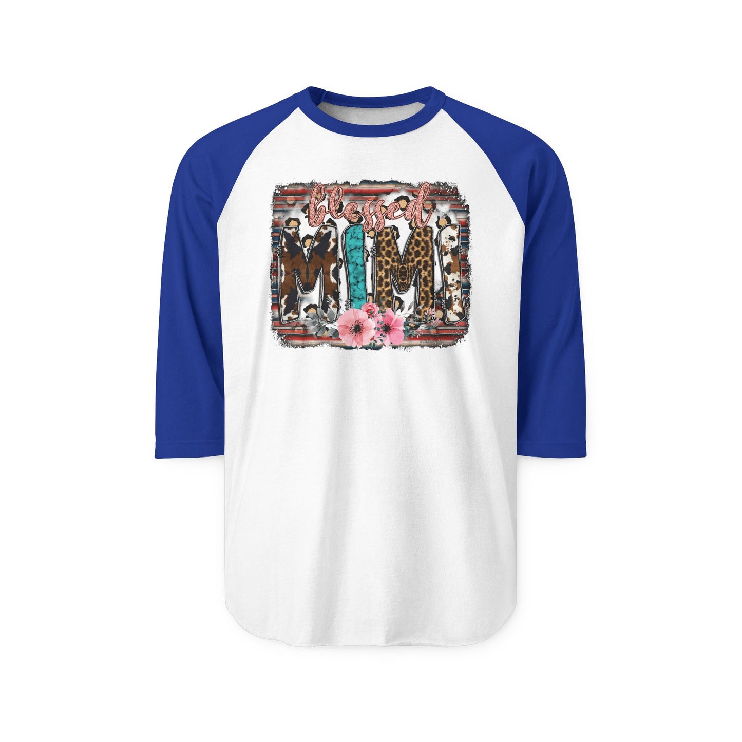 Cowgirl Trio Raglan Shirt - Western Cowgirl Leopard & Floral Graphic 3/4 Sleeve