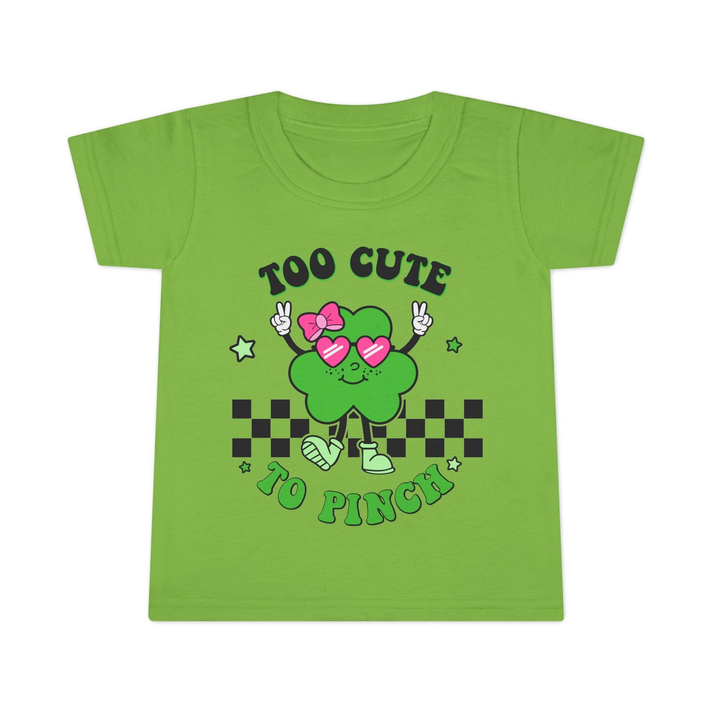 Toddler T-shirt — "Too Cute to Pinch" St. Patrick's Day Shamrock Tee
