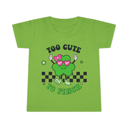 Toddler T-shirt — "Too Cute to Pinch" St. Patrick's Day Shamrock Tee