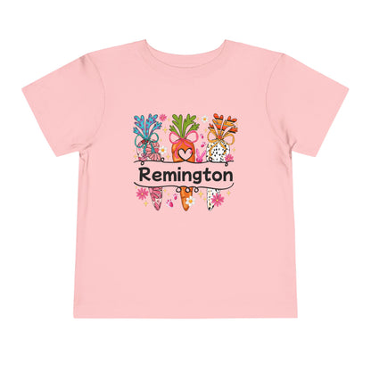 Personalized Toddler Tee — Colorful Easter Carrot Gnome Name Shirt (Remington)