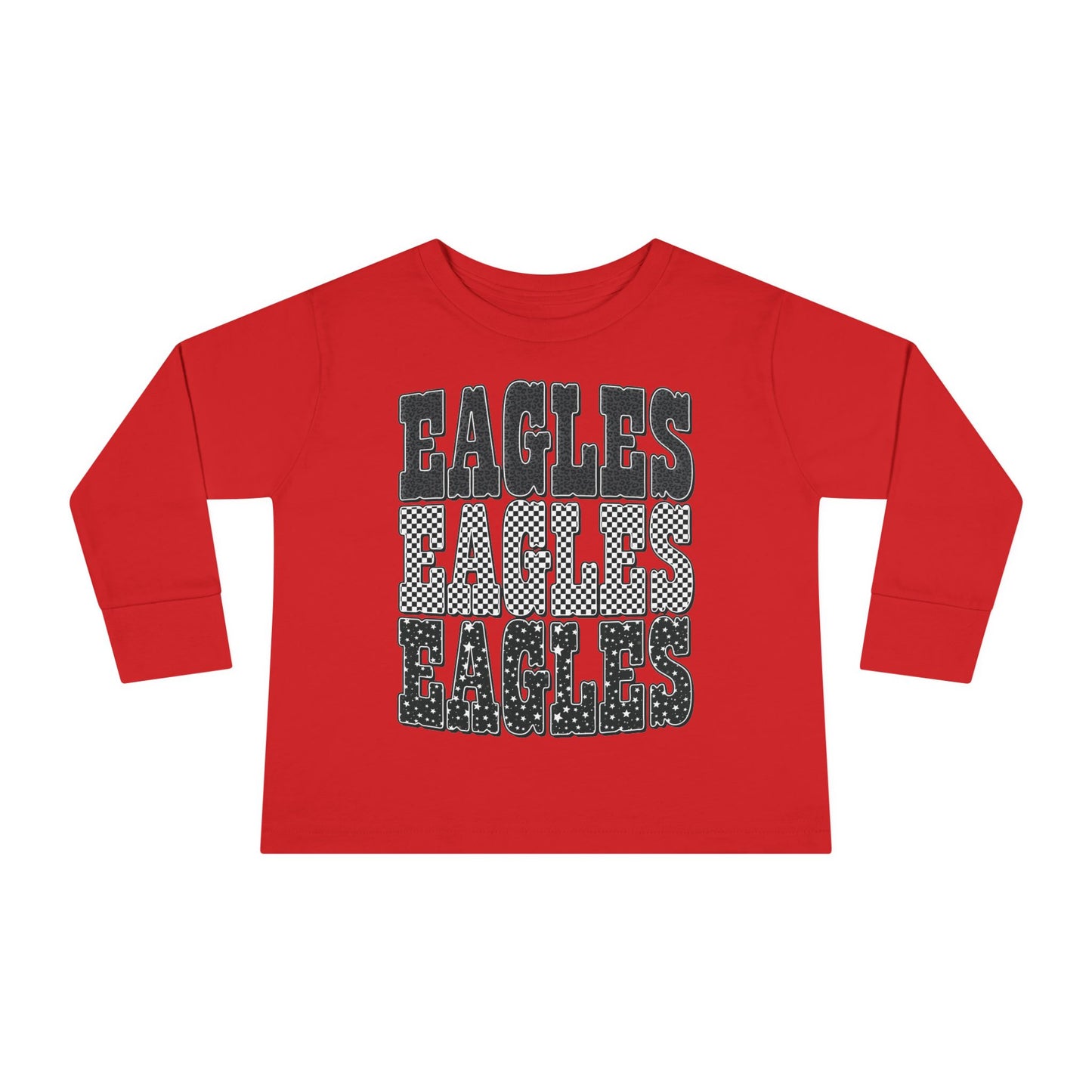 Toddler Long Sleeve Tee - 'EAGLES' Stacked Sport Graphic