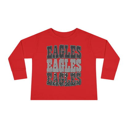 Toddler Long Sleeve Tee - 'EAGLES' Stacked Sport Graphic