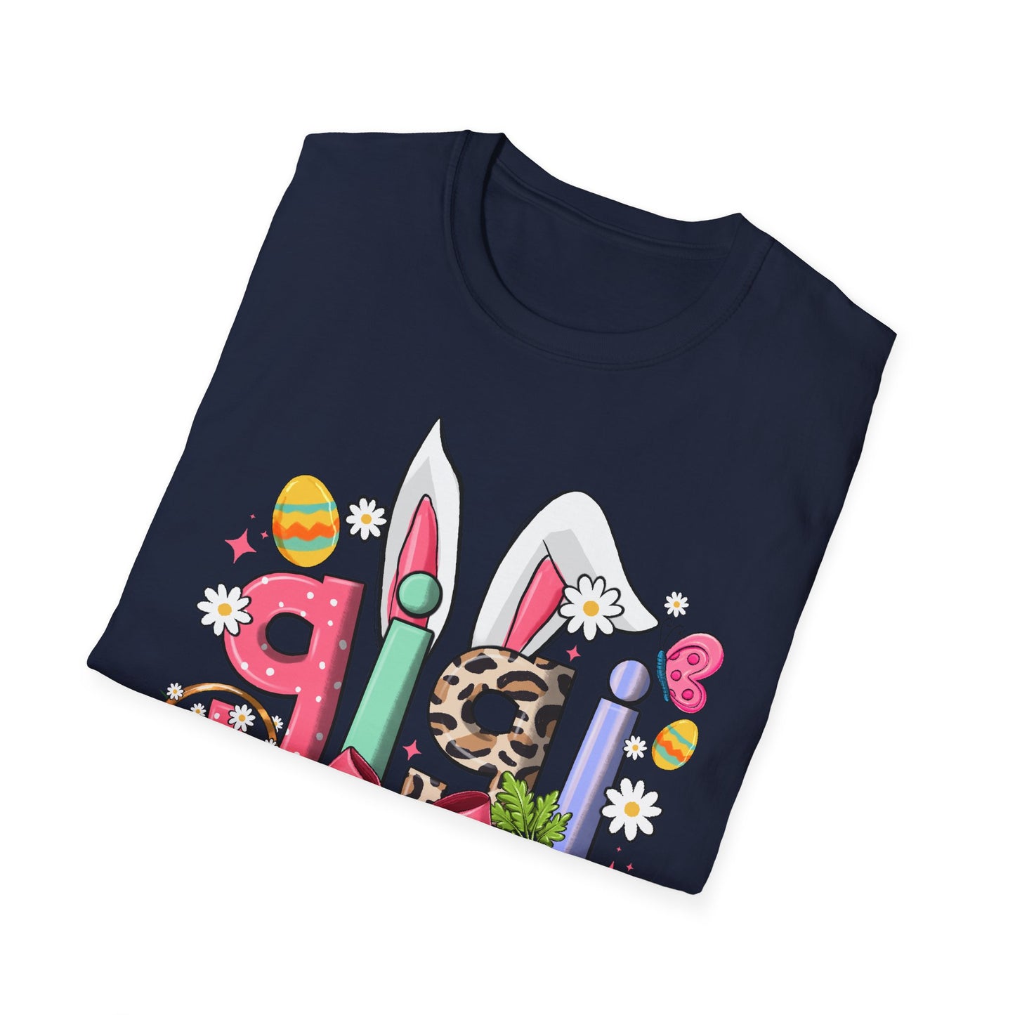 Easter Girl Bunny Tee – Floral Eggs, Carrot & Pink Bow Graphic T-Shirt