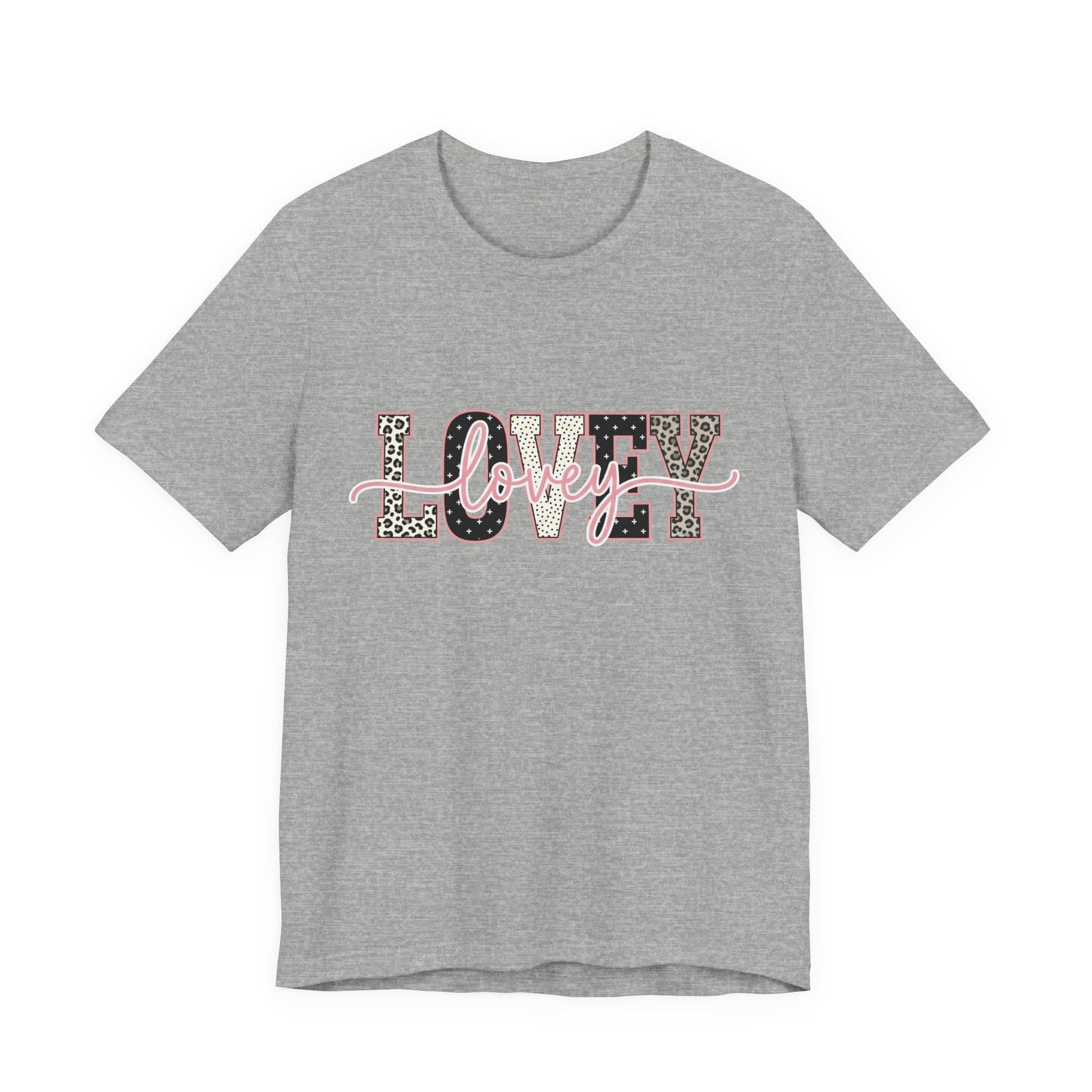 Lovey Mom T-Shirt — 'Lovely' Script Over 'MOM' Leopard Print Tee