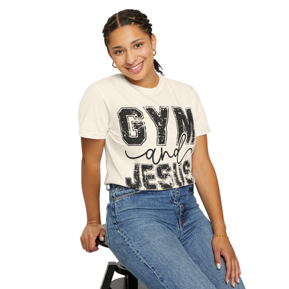 Gym and Jesus T-Shirt – Faith & Fitness Graphic Tee- COMFORT COLORS
