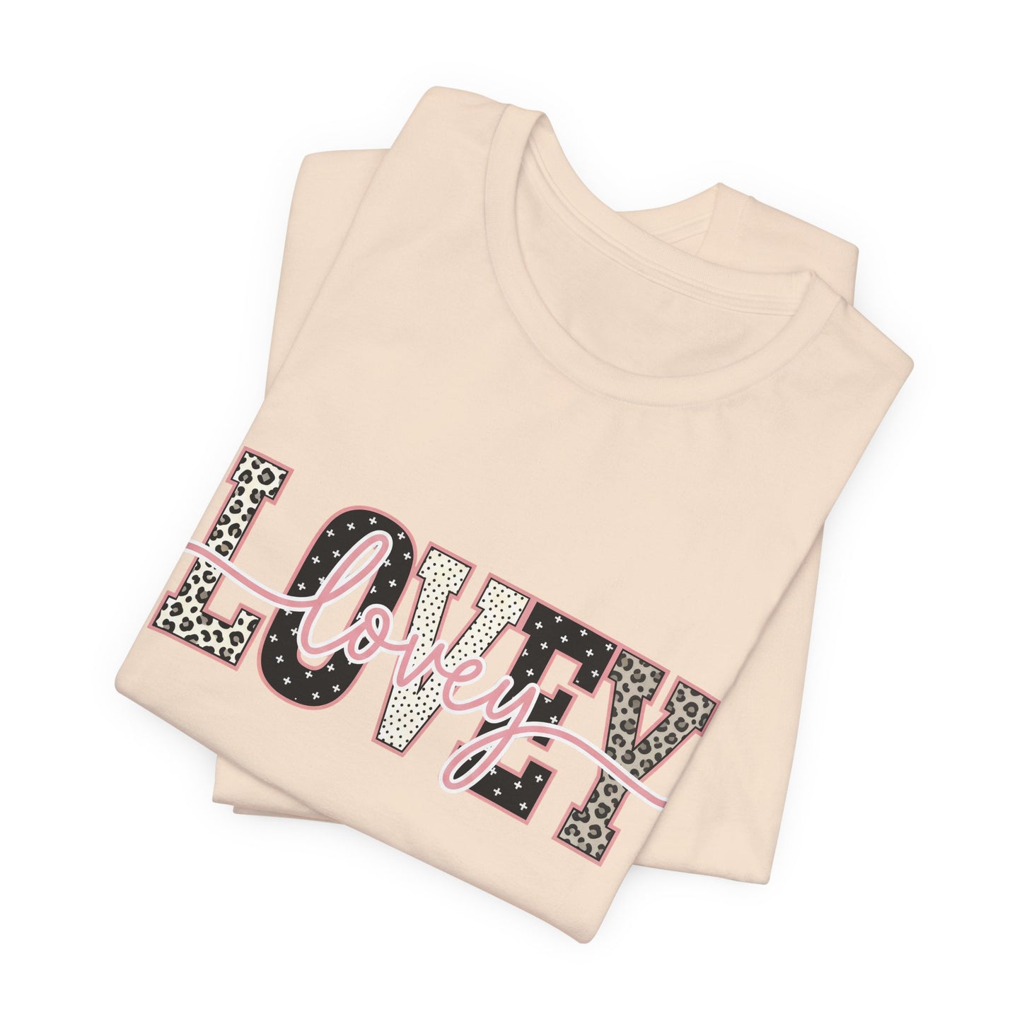 Lovey Mom T-Shirt — 'Lovely' Script Over 'MOM' Leopard Print Tee