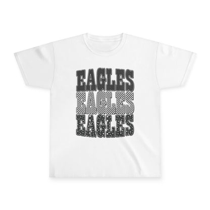 Youth Tee — Retro 'EAGLES' Stacked Graphic Kids Shirt (School Spirit)