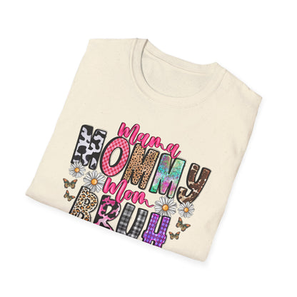 Mommy Brűh Graphic T-Shirt — Colorful Leopard & Floral Mom Shirt