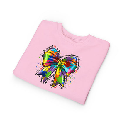 Rainbow Bow Toddler Sweatshirt — Colorful Tie-Dye Bow Graphic for Kids