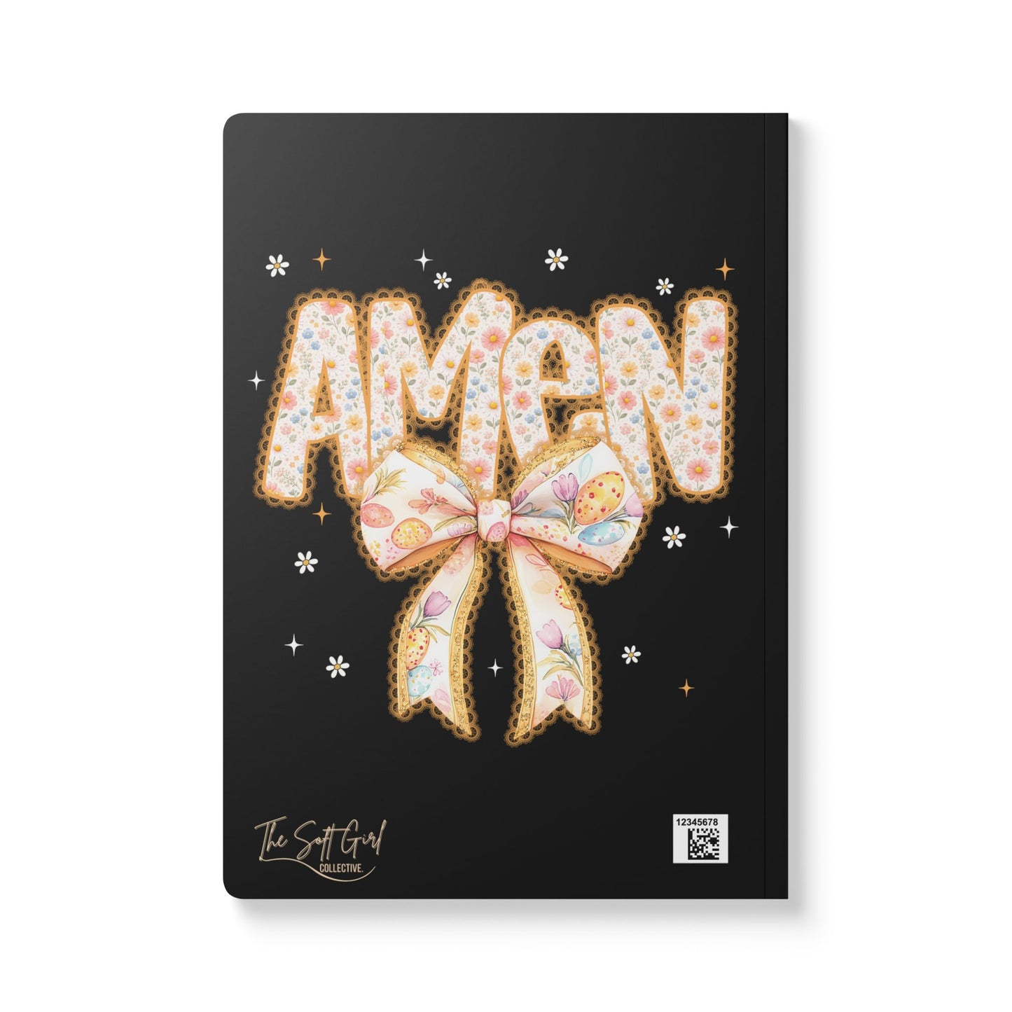 Amen Decorated Bow Softcover Journal — Floral Ribbon Christian Notebook