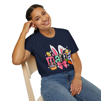 Mama Easter Bunny T-Shirt — Cute Spring Mom Tee with Bunny Ears & Eggs