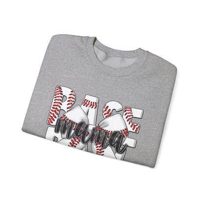 Baseball Mom Crewneck Sweatshirt — 'Base Mom' Graphic Pullover