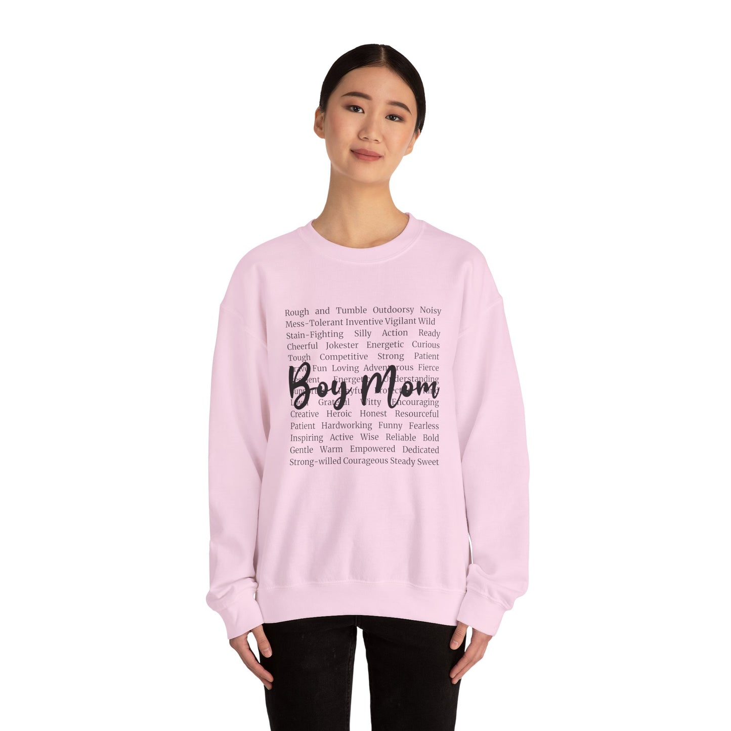 Boy Mom Crewneck Sweatshirt — Script Text Design for Proud Mothers