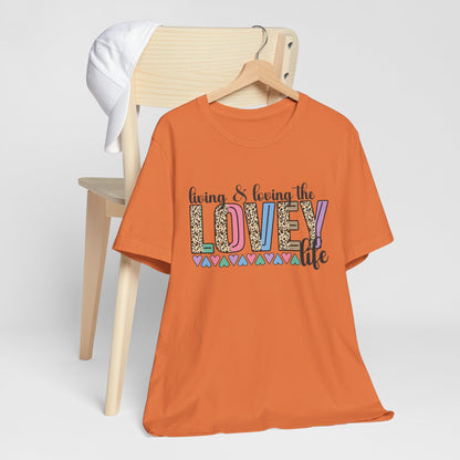 Living & Loving the LOVE Life T-Shirt — Colorful Leopard Print Hearts Tee