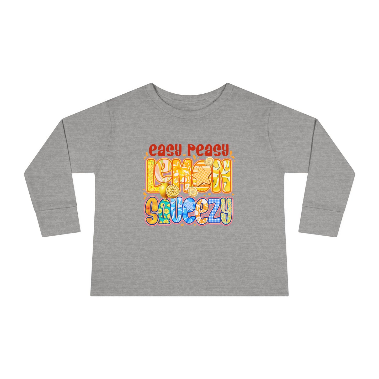 Easy Peasy Lemon Squeezy Toddler Long Sleeve Tee – Playful Citrus Graphic Shirt for Kids