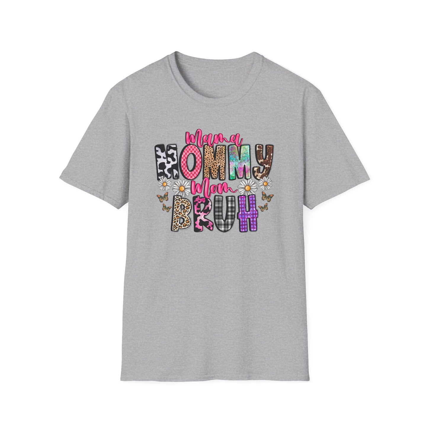 Mommy Brűh Graphic T-Shirt — Colorful Leopard & Floral Mom Shirt