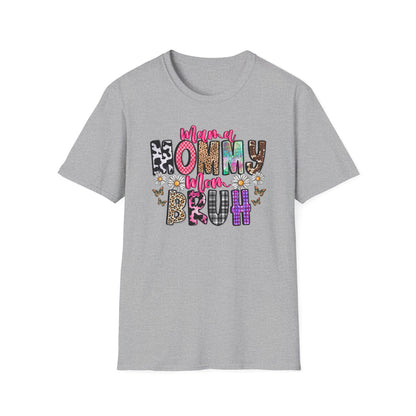 Mommy Brűh Graphic T-Shirt — Colorful Leopard & Floral Mom Shirt
