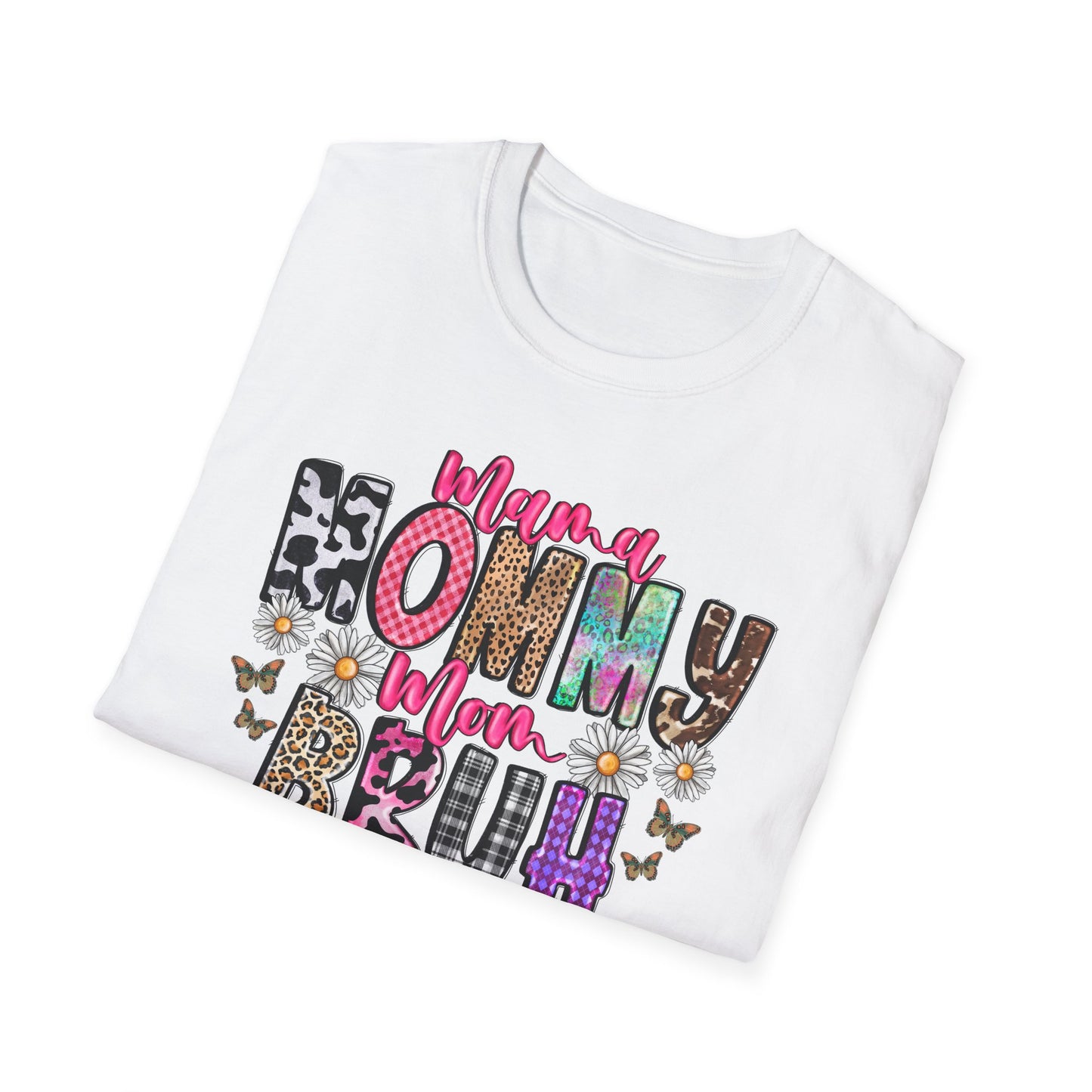 Mommy Brűh Graphic T-Shirt — Colorful Leopard & Floral Mom Shirt
