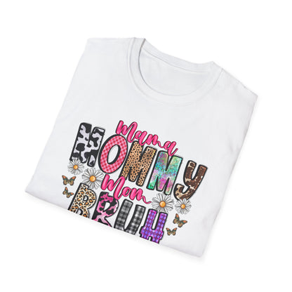 Mommy Brűh Graphic T-Shirt — Colorful Leopard & Floral Mom Shirt