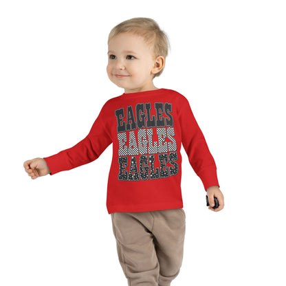 Toddler Long Sleeve Tee - 'EAGLES' Stacked Sport Graphic