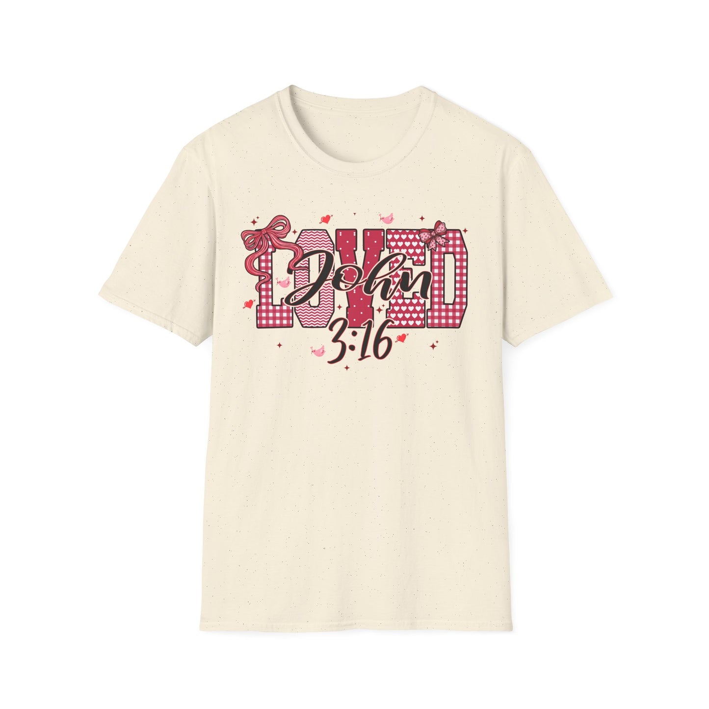David 3:16 T-Shirt — Christian Faith Graphic Tee (Pink Plaid & Script)