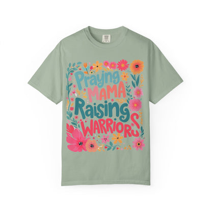 Praying Mama Raising Warrior T-Shirt — Floral Christian Mom Tee