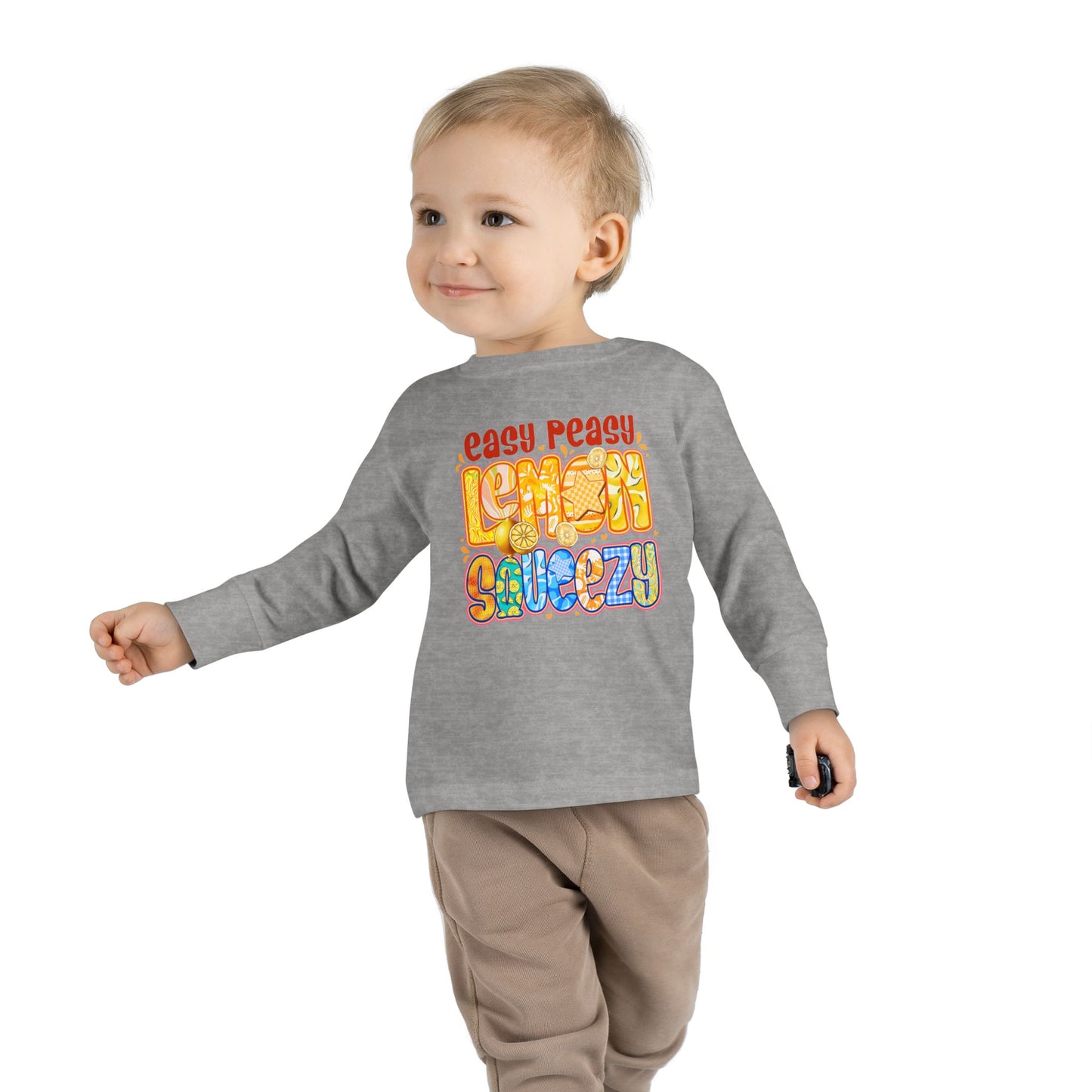 Easy Peasy Lemon Squeezy Toddler Long Sleeve Tee – Playful Citrus Graphic Shirt for Kids