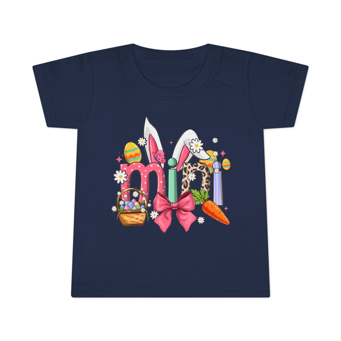 Easter Bunny Letters Toddler T-Shirt — Cute Spring Easter Egg & Carrot Design