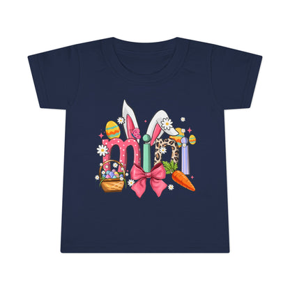 Easter Bunny Letters Toddler T-Shirt — Cute Spring Easter Egg & Carrot Design