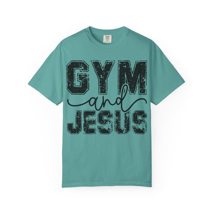 Gym and Jesus T-Shirt – Faith & Fitness Graphic Tee- COMFORT COLORS