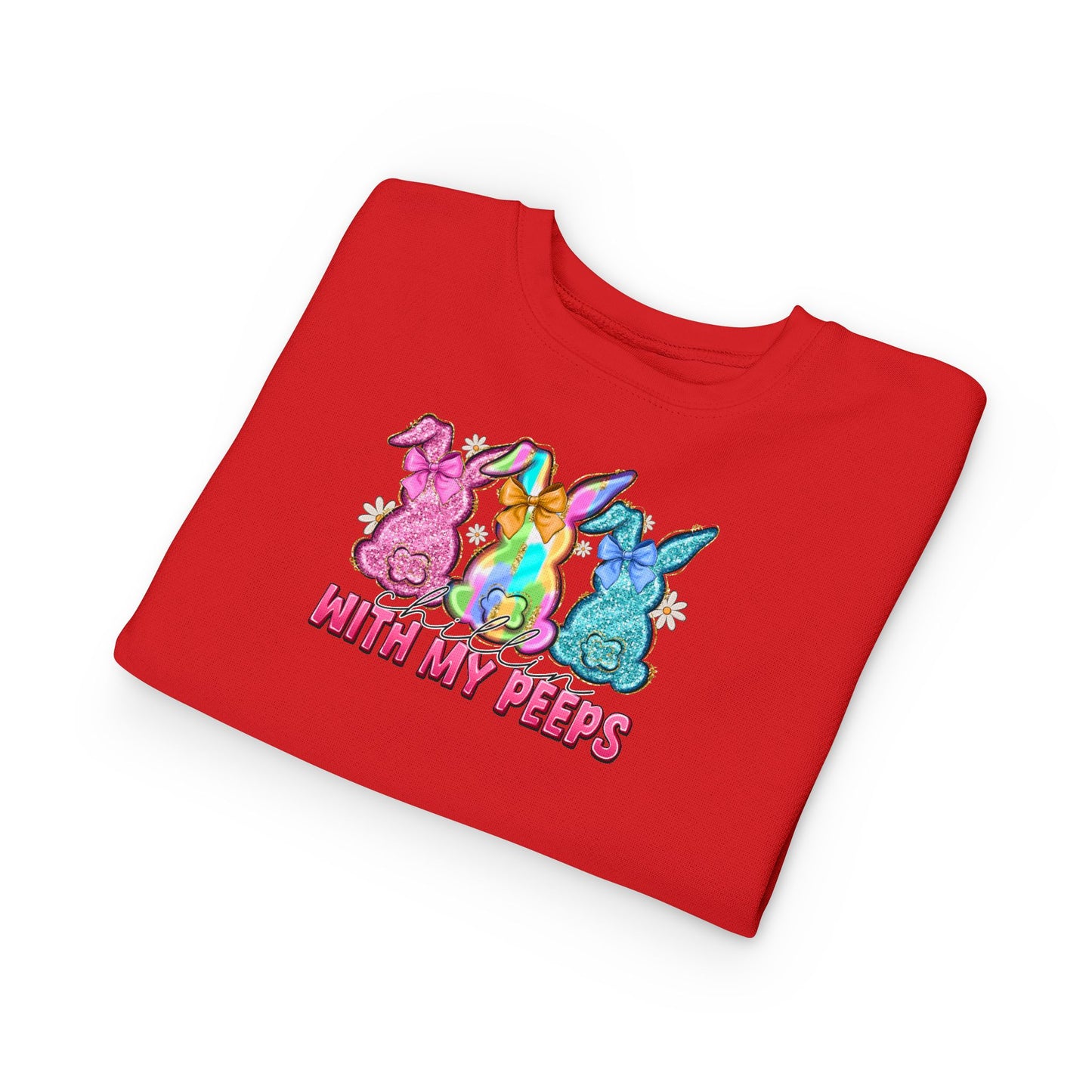 Toddler Sweatshirt - "With My Peeps" Colorful Easter Bunny Crewneck