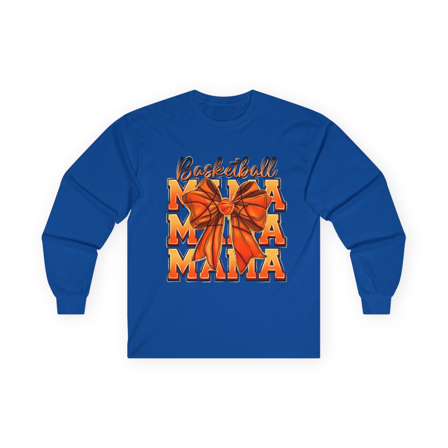 Basketball Mama Long Sleeve Tee — Orange Bow Mom Shirt