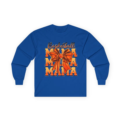 Basketball Mama Long Sleeve Tee — Orange Bow Mom Shirt