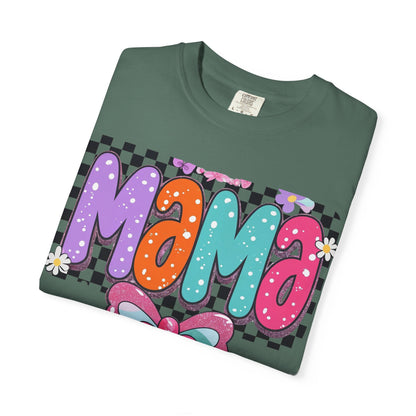Mama Graphic T-Shirt — Colorful Retro Bow Design- COMFORT COLORS