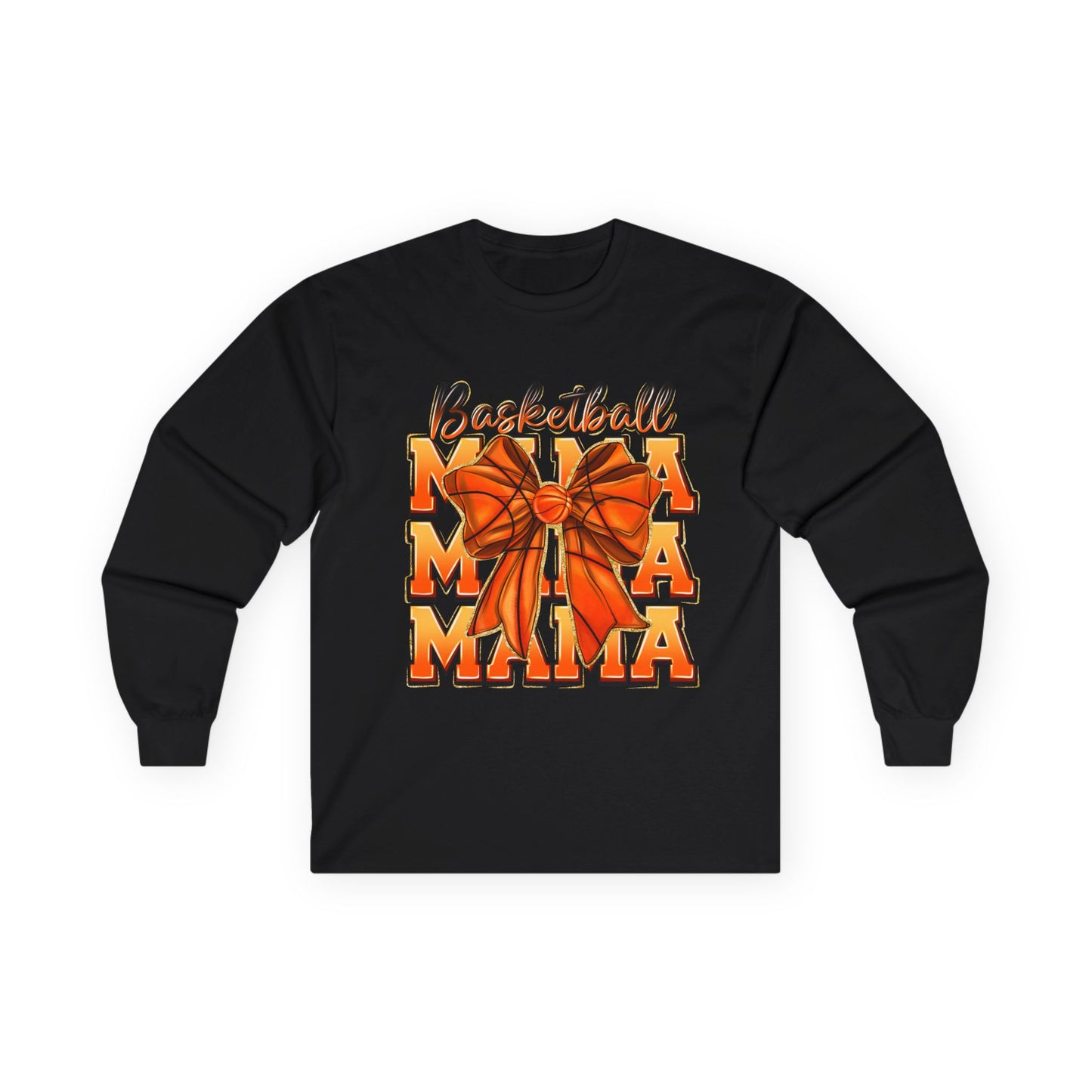 Basketball Mama Long Sleeve Tee — Orange Bow Mom Shirt