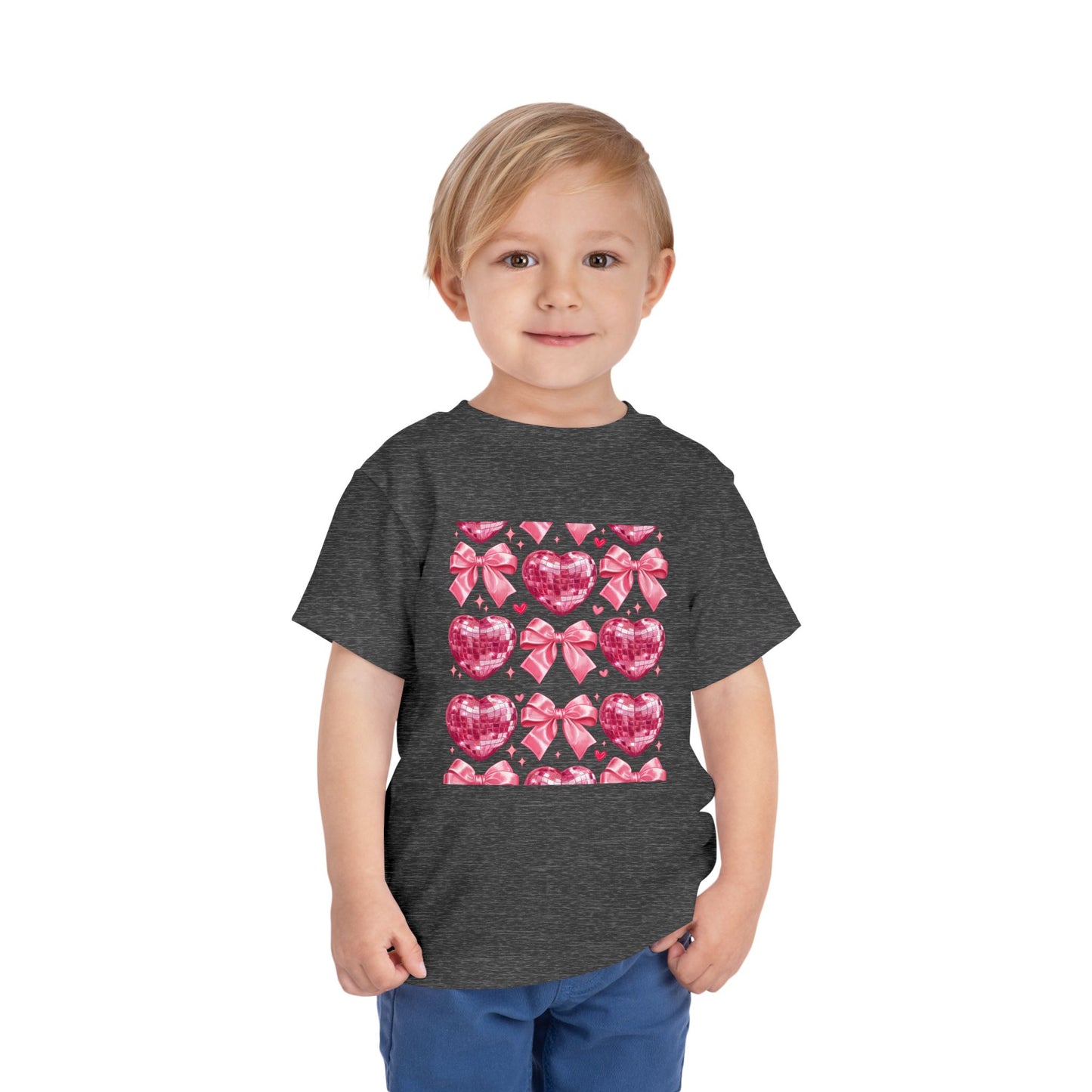Toddler Tee - Pink Heart & Bow Pattern Valentine Shirt