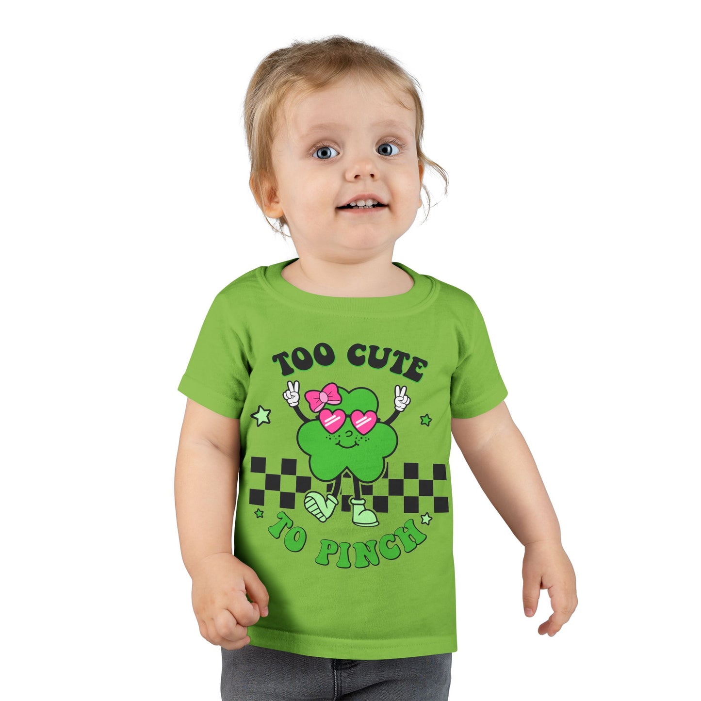 Toddler T-shirt — "Too Cute to Pinch" St. Patrick's Day Shamrock Tee